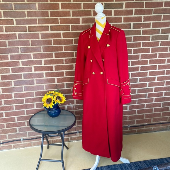 Banana Republic Jackets & Blazers - Banana Republic x Olivia Palermo Red Military Style Long Peacoat